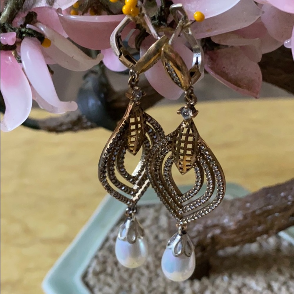 Vintage 925 pearl topaz earring